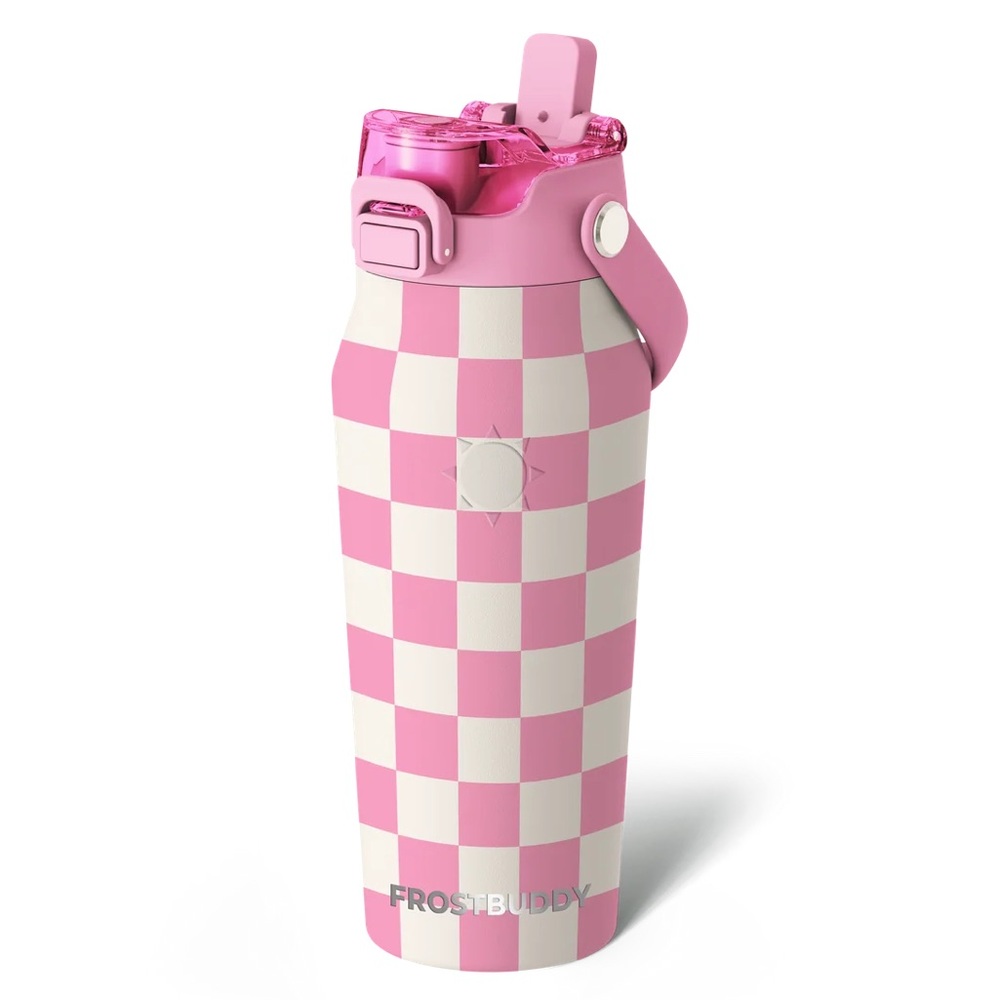 New! Bottle buddy 16oz pink checkered